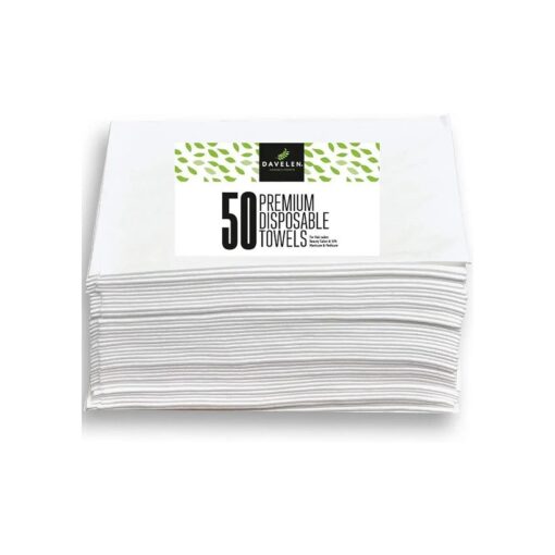 Disposable Large Luxury Towels ( 50-Count ) Spa and Salon Quality Softness for Guests, Clients | Hair, Face, Body Use | Luxurious Comfort, Ecofriendly | Towels Size : 31.5" x 15 ( white )