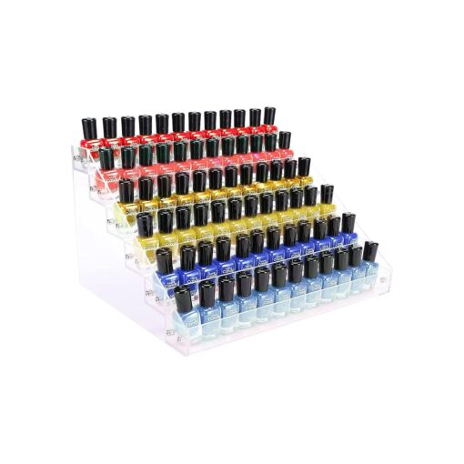 Nail Polish Organizer, 6 Tiers Acrylic Paint Rack, Clear Display Holder Storage for Ink Gel Nail Polish Sunglasses Essential Oil Holds up to 54-72 Bottles