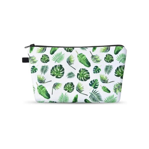 WERNNSAI Palm Cosmetic Bag - Makeup Bag for Girls Women Tropical Monstera Palm Leaves Water-resistant Vanity Toiletry Bag Pouch Beauty Cosmetic Travel Organizer Gadget