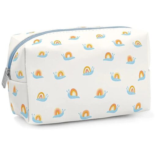 Studio Oh ! Cosmetic Bag for Makeup & Toiletries Rainbow Snails - Fully Lined, Spacious Size : 10" W x 4.25" H x 4.75" D Loaf Pouch with Full Zip Closure