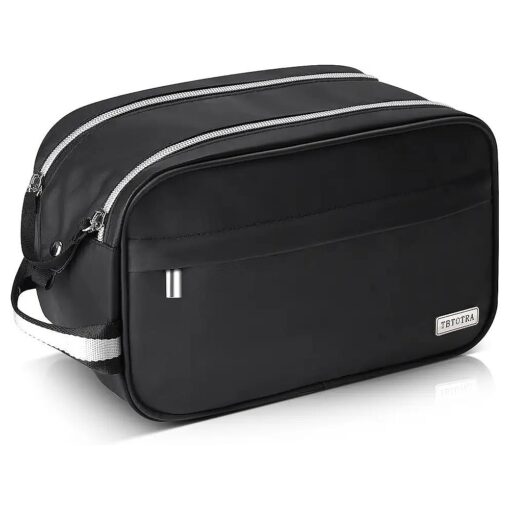 Travel Toiletry Bag for Men- Waterproof and Spacious Cosmetic Organizer Dopp Kit Shaving Bag for Toiletries Accessories Gifts- Black