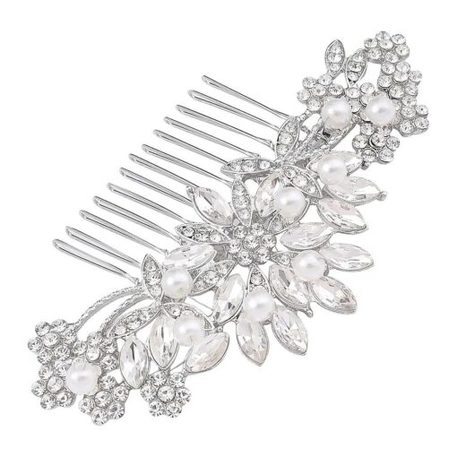 Crystal Wedding Hair Comb Bridal Hair Comb Pearl Wedding Headpiece Silver Hair Accessories