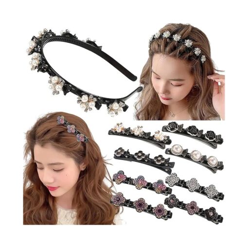 KKSS 9 Pcs Hair Clips for Women Hair Accessories Hair Clips for Thick Hair Braided Hair Clips Sparkling Crystal Stone Braided Hair Clips Headband With Clips for Girls