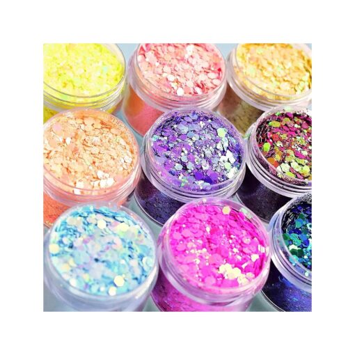 Body Glitter Wenida 9 Colors 190g Holographic Iridescent Cosmetic Festival Makeup Chunky Powder for Nail Hair Eye Face