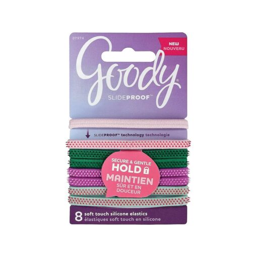 Goody SlideProof Hair Tie Elastics, Sparkly Neon, 8Count