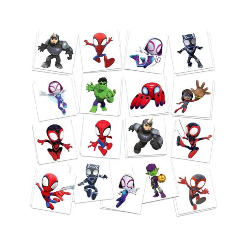 Spidey Birthday Party Supplies, 34Pcs Temporary Tattoos Party Favors Gifts, Removable Fake Tattoo Stickers for Goody Bag Treat Bag Stuff for Spidey and His Amazing Friends Birthday Decorations