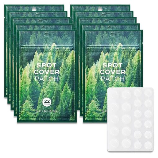 SKIN1004 Madagascar Centella Spot Cover Patch 10ea 22count, 12count 10mm + 10count 12mm, Hydrocolloid Acne Pimple Patches for Small Blemishes of the Skin, and Ultra-thin Patch