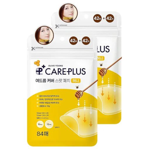 OLIVE YOUNG Care Plus Honey Scar Cover Korean Spot Pimple Patches 2PACK ( 168Count ) | Hydrocolloid Patch, Spot Stickers for Acne Pimple Blemishes and Zits, Contains Manuka Honey