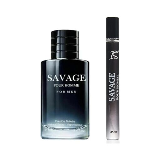 INSPIRE SCENTS IS Savage for Men - 3.4 Fl Oz + Travel Spray 35ml Cologne | Impression of Sauvage | Masculine Scent for Daily Use ( Pack of 2 )