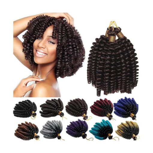 3 BUNDLE Jumpy Wand Curl Crochet Hair Jamaican Bounce Crochet Hair 6 inch Short Spring Curl Braiding Hair Ombre Twist Braids Extensions Hairpiece - Black to sandy blonde