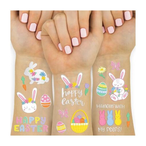 xo, Fetti Easter Party Supplies Temporary Tattoos - 48 Glitter Styles | Easter Bunny Decorations, Easter Basket, Easter Eggs Activity, Spring