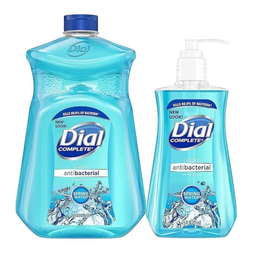 Dial Liquid Hand Soap Refill Combo, Moisturizing Antibacterial Hand Wash 7.5 Oz Pump Bottle + 52 Oz Refill, for all Skin Types ( Spring Water )