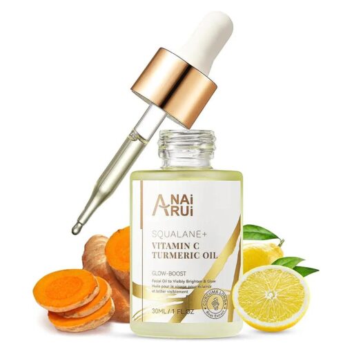 ANAI RUI Squalane Vitamin C Turmeric Facial Oil Moisturizer for Face, Hydrates, Firms Skin, 1fl.Oz .