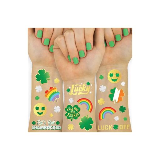 xo, Fetti St Patricks Day Temporary Tattoos - 54 Glitter Styles | Shamrock Supplies, Kiss Me I 'm Irish Party, St Patty 's Day, Leprechauns Arts and Crafts