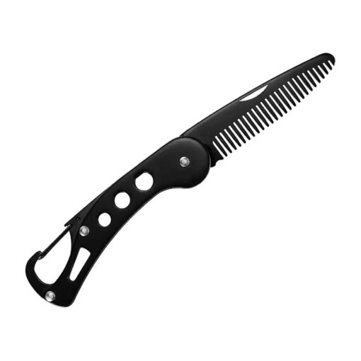 Stainless Steel Folding Beard Comb, Portable Multifunction Anti Static Comb for Men Mustache Styling