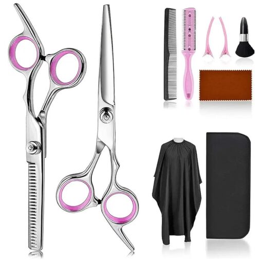 Hair Scissors Kit,10 Pcs Stainless Steel Cutting Styling Hair with Case, Hair Cutting for Women Men