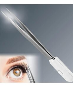 BEYELIAN Lighted Tweezers, Stainless Steel Tweezers with LED Light Self-illuminating Precision Tweezers Durable and Non-rusting for Precision Eyebrows, Nose, Lip, Hair Removal