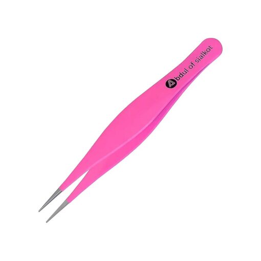 Pointed Tweezers, Needle Nose Tip, Sharp Precision Ingrown Hair, Surgical Pointed for Blackheads & Splinters/Best Tweezers for Eyebrows ( Pink )