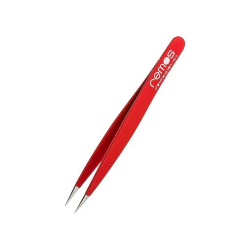 REMOS Splinter Tweezers stainless steel [ 3.75" / 9.5 cm ] fine tip red