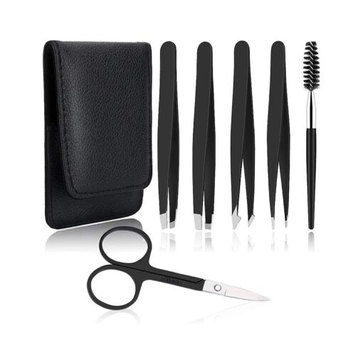 Tweezers, [ 6+1 PCS ] Tweezer Kit, Professional Tweezers Set, Eyebrow Tweezers, Tweezers for Women Facial Hair, Men Women Eyebrow Tweezer Set, Tweezers for Wig Plucking, Ingrown Hair Removal, Splinter