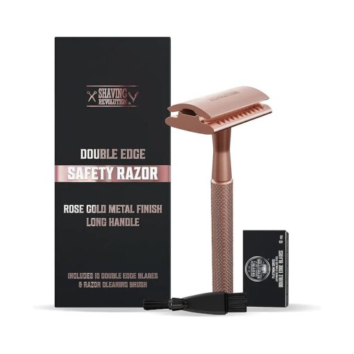 Viking Revolution Double Edge Safety Razor for Women Rose Gold - Single Blade Razors for Women Reusable Razor Women - Safety Razor Women Stainless Steel Razor Metal Razor w/10 Double Edge Razor Blades