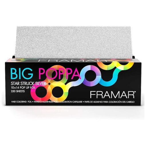 Framar Big Poppa Star Struck Silver Pop Up Hair Foil, Aluminum Foil Sheets, Hair Foils For Highlighting - 250 Foil Sheets - 10x14 inches