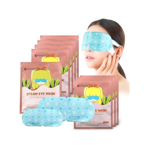 Steam Eye Mask for Dry Eyes Heated Eye Mask for Sleeping Eye Mask for Dark Circles and Puffiness Elimination Brighter Eyes & Less Lines Dry Eye Mask for Trouble Sleeper ( Blue Unscented 8 PCs )