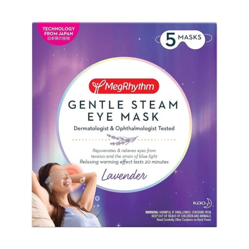 MegRhythm by Kao Gentle Steam Eye Mask, Lavender, Rejuvenates Eyes, Reduces the look of puffy eyes, Dermatologist and Ophthalmologist Tested, 5 Count