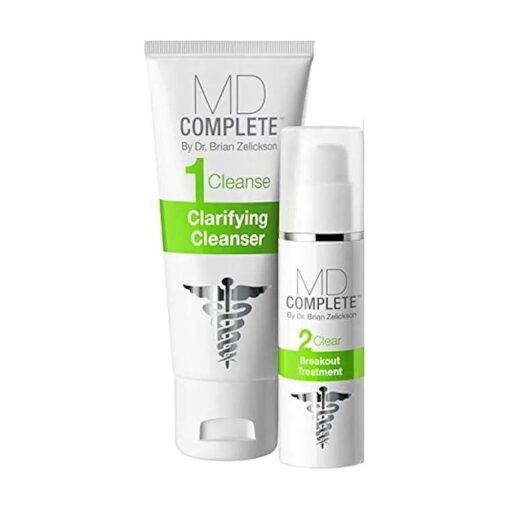 MD Complete Acne Clearing Duo Step 1 Salicylic Acid 2.0 % Cleanser 3.0 fl oz + Step 2 Benzoyl Peroxide 4.5 % Breakout Treatment 1.0 fl oz |60 Day Supply