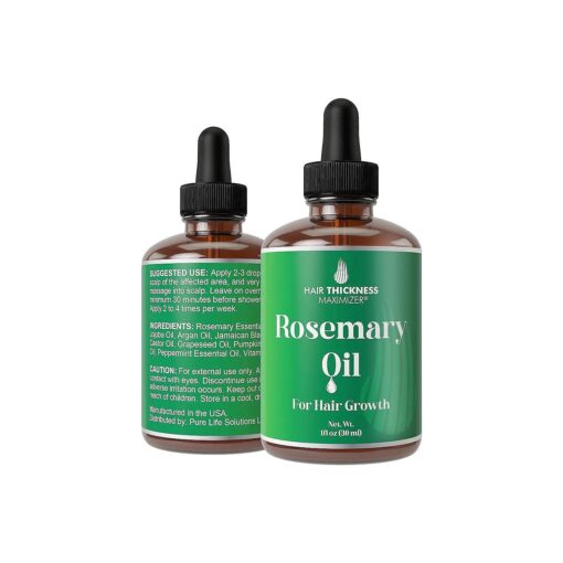 Rosemary Oil for Hair Growth For Men + Women - No Harsh Scent or Scalp Burn, Topical Treatment For Hair Loss Prevention, Hair Thickness, Regrowth, With Jojoba, Jamaican Black Castor, Peppermint 1oz