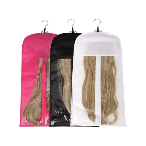 Lelinta Hair Extensions Storage Bag With Wooden Hanger Carrier Case With Strong Durable Zipper