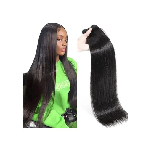 Human Hair Bundles 18 Inch Straight Bundles Human Hair One Bundle 100 % Unprocessed Brazilian Virgin Hair Bundles Deals Double Weft Weave Hair Extension for Black Women