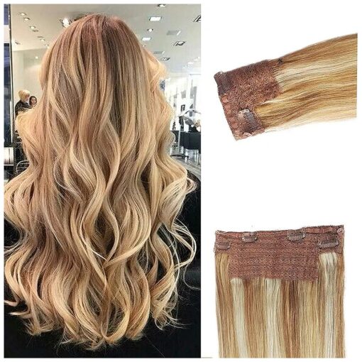 Halos Human Hair Extensions Ombre Golden Brown to Platinum Blonde with Beige Blonde Highlights Real Hair Extensions Thick 80grams 16 Inch 80g Blonde Balayage Flip in Hair Extensions