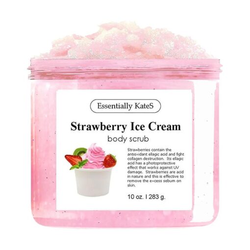 Strawberry Ice Cream Body Scrub 10 oz - Pack of 1, Natural Strawberry Formula - Deliciously Fragrant, Refreshing, and Skin-Polishing Care - The Best Mother 's Day Gift