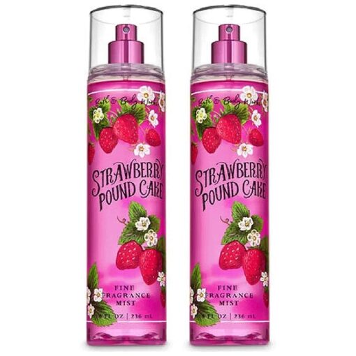 Bath & Body Works - 2 pack - STRAWBERRY POUND CAKE - Fine Fragrance Mist Full Size ( Packaging Design Varies )