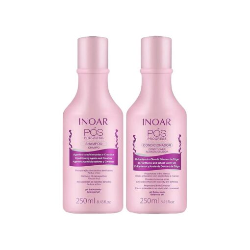 INOAR - POS Progress Shampoo & Conditioner Kit, Keratin Treatment, Strengthen Hair, Healthy, Soft, Smooth Hair, Anti-Frizz, Hair Repair, Vegan Hair Products for Men and Women ( 8.45 oz, each )