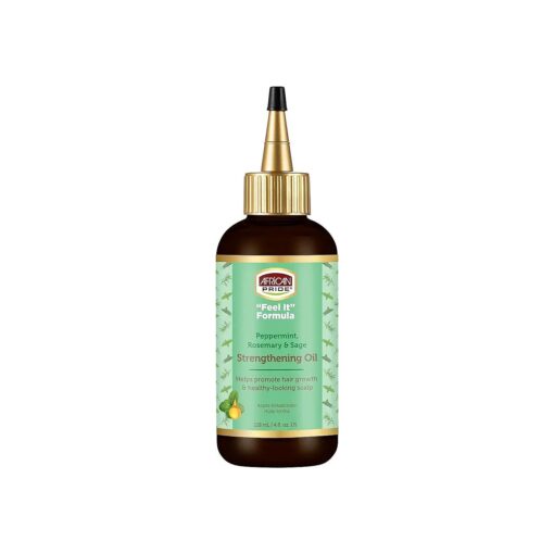 African Pride Feel It Formula, Strengthening Oil with Peppermint, Rosemary, and Sage, Helps promote Hair Growth, Nourishing Treatment for Split Ends and Dry Scalp for All Hair Types, 4 fl oz .