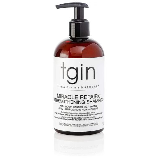 tgin Miracle RepaiRx Strengthening Shampoo For Damaged Hair with Black Castor Oil and Biotin - Repair - Protect - Restore - 13 Oz