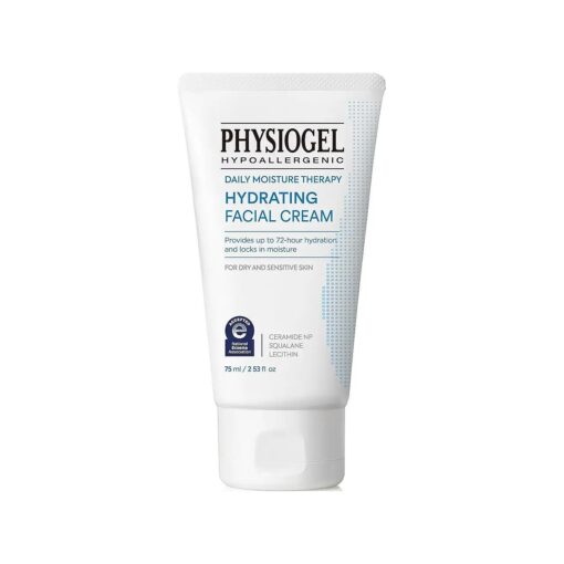 Physiogel Hydrating Facial Cream Moisturizer, Provides 72 hrs of Hydration for Normal to Dry Sensitive Skin, Fragrance Free, Strengthens Skin Barrier, Face Cream for Men & Women, Ceramide, Squalane