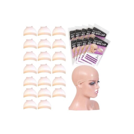 Tinashe 20pcs HD Wig Caps for Lace Front Wig, Elastic Medium Nylon Stocking Caps Stretchy Wig Cap Light Brown Wig Caps for Cosplay, Breathable Nylon Wig Caps for Women ( 10Pack/20PCS )