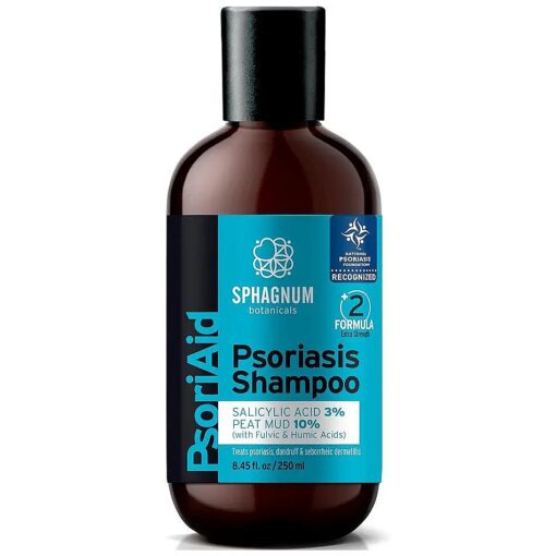 Psoriasis Shampoo Extra Strength - Flaky & Itchy Scalp Treatment with Salicylic Acid and Natural Peat Mud, for Dandruff and Eczema, No Coal Tar 8.45 fl oz