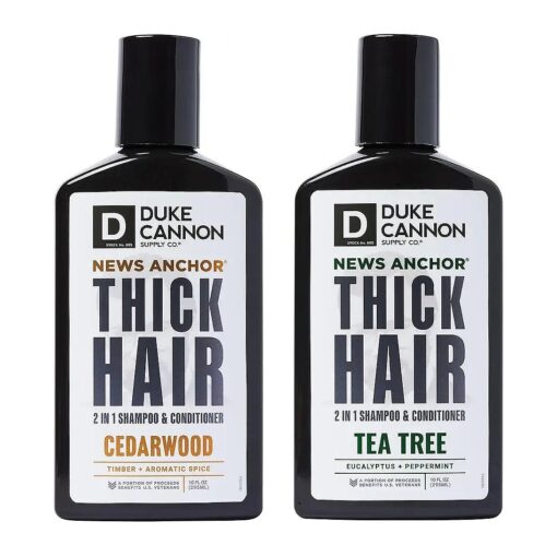 Duke Cannon Supply Co. News Anchor 2-in-1 Hair Wash Cedarwood, Tea Tree Formula Variety-Pack - Paraben Free, Protein for Strength, Superior Hydration, No Harsh Sulfates, 10 oz ( Variety 2 Pack )