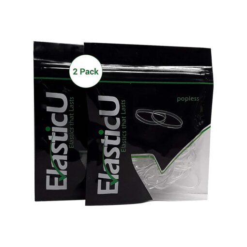 Hair Elastics - STRONG - REUSEABLE Clear Premium- 40mm Wide, 2 Packs of 16 Total of 32 Rubbers by ElasticU