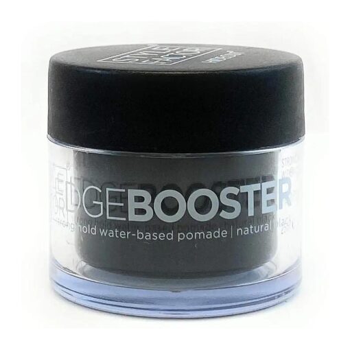 Style Factor EDGE BOOSTER Strong Hold Water Base Pomade- Excellent for Taming Edges & Braiding Hair ( Black, 0.85oz )