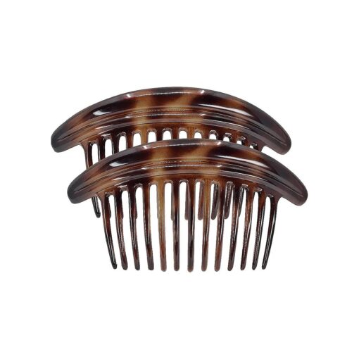 Camila Paris MP979/2 French Hair Side Combs Tortoise Shell Interlocking Combs French Twist Hair Combs, Strong Hold Hair Clips for Women Bun Chignon, Up-Do Styling Girls Hair Accessories Made in France