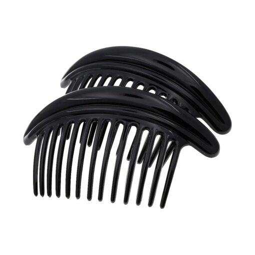 Camila Paris MP978/2 French Hair Side Combs, Black Curved Interlocking Combs French Twist Hair Combs, Strong Hold Hair Clips for Women Bun Chignon, Up-Do Styling Girls Hair Accessories Made in France