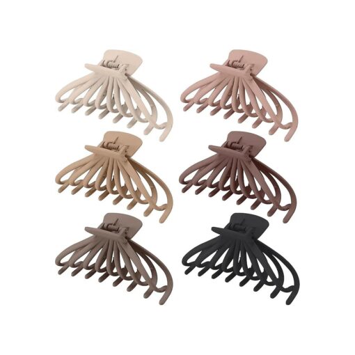 4.8 Inch Extra Large Hair Clips Claw Clips for Women Thick Hair, Lolalet Big Matte Strong Hold Acrylic Jaw Clips Neutral Clamps for Girls Long Curly Thin Fine Hair -6 Pack, Style A