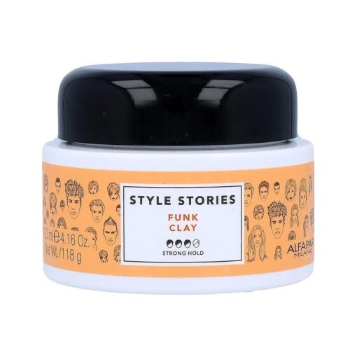 Alfaparf Milano Style Stories Funk Clay - Strong Hold Hair Sculpting Paste - Matte Finish Styling Clay - Long Lasting, All Day Hold - Professional Salon Quality - 4.16 oz .