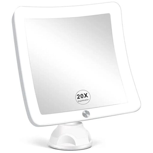 Fabuday 20X Magnifying Mirror with LED Light, 7 Inch Upgraded Lighted Makeup Mirror with Magnification, Portable Magnified Travel Mirror for Bathroom, Square