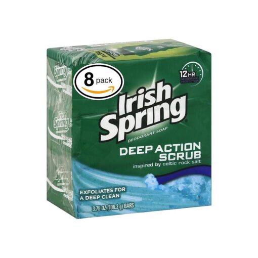 Irish Spring Deep Action Scrub Deodorant Soap, 8 bars of 3.75 ounces each